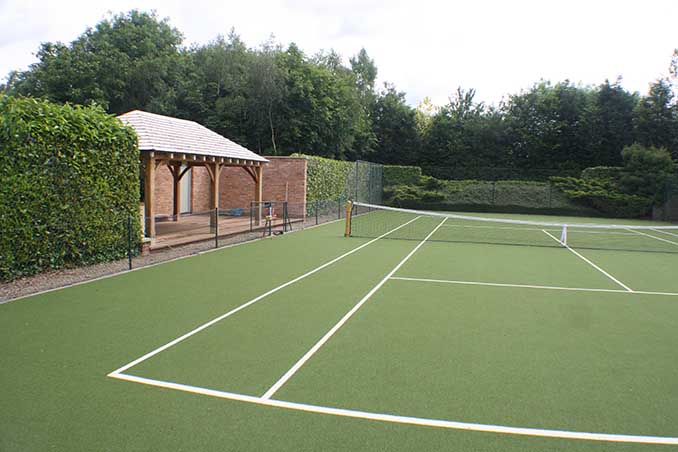 AMSS tennis court with oak pavilion