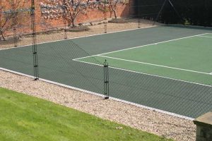 Full height and half height tennis courtt obelisk fencing by AMSS